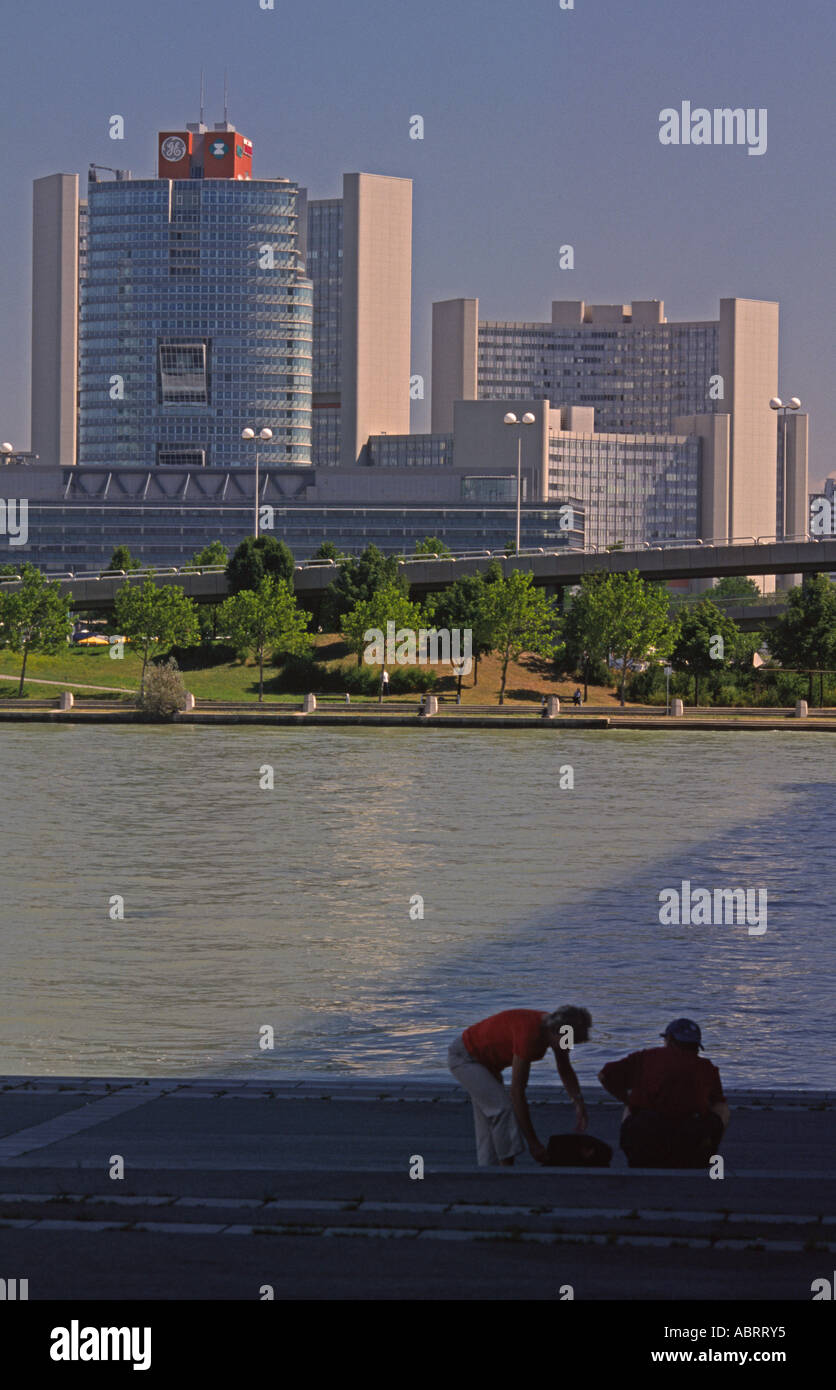 View at the New Danube and the Danube City Vienna Stock Photo Alamy