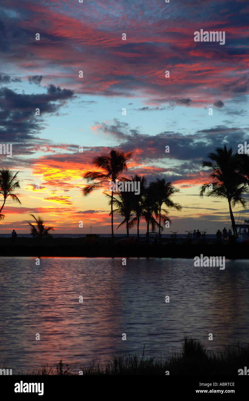Sunset at A bay The Big Island of Hawaii Stock Photo