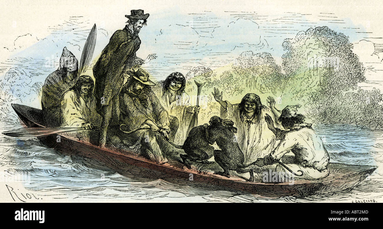 Canoe Fight 1869 Peru Stock Photo