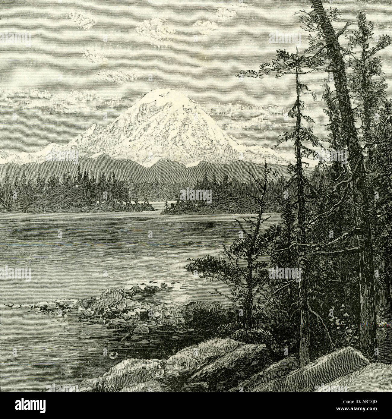 Mount Tacoma, 1891, USA Stock Photo