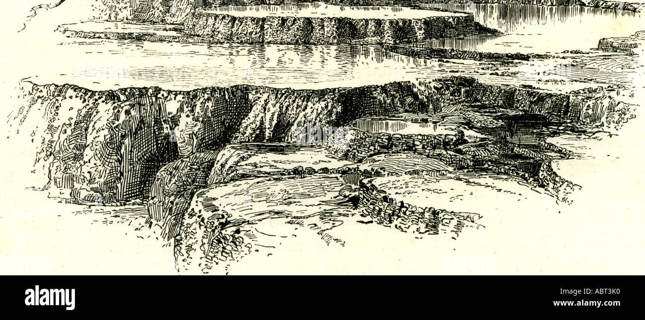 The Mammoth Hot Springs, 1891, USA Stock Photo