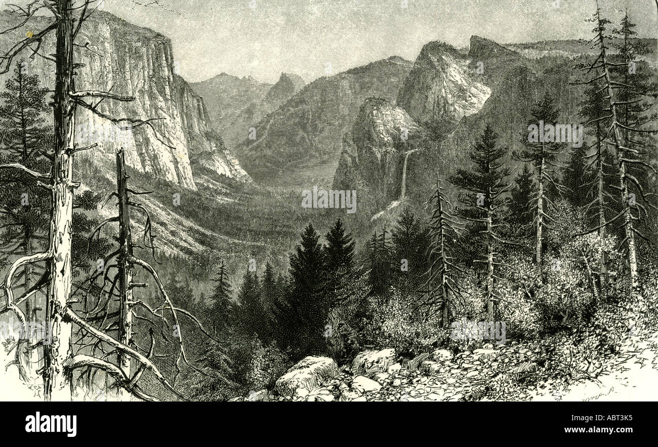 The Yosemite Valley from Artist Point, New York, 1891, USA Stock Photo