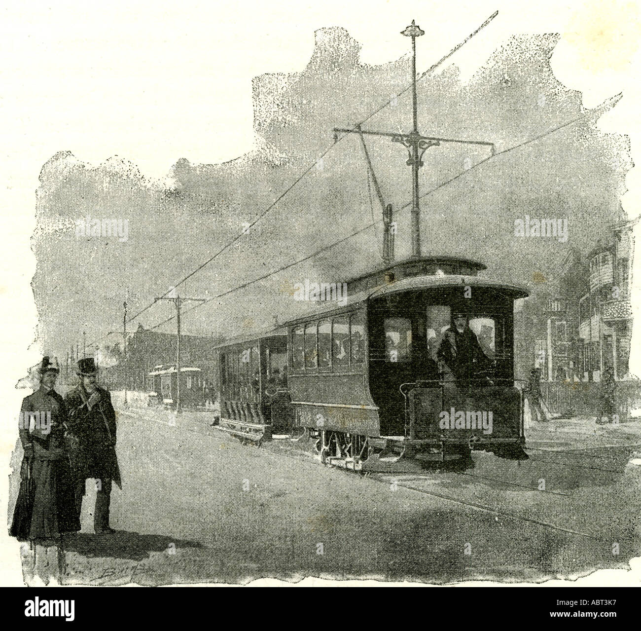 Salt Lake City, an electric tramway by overhead connection, 1891, USA Stock Photo