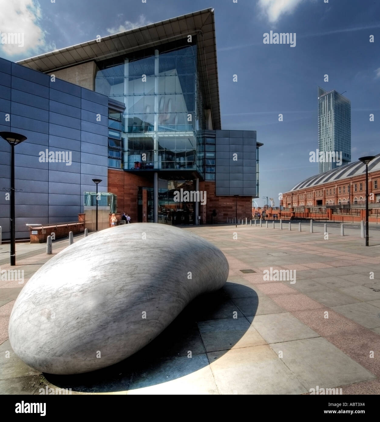 Bridgewater Hall with the Beetham Hilton tower in the background Manchester UK Stock Photo