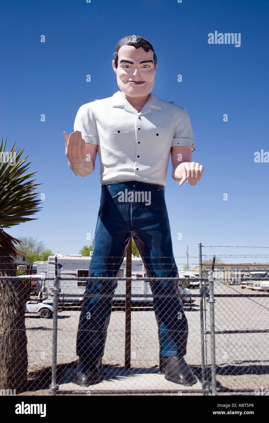 Old Muffler Man statue at an RV lot in Hatch New Mexico Stock Photo Alamy