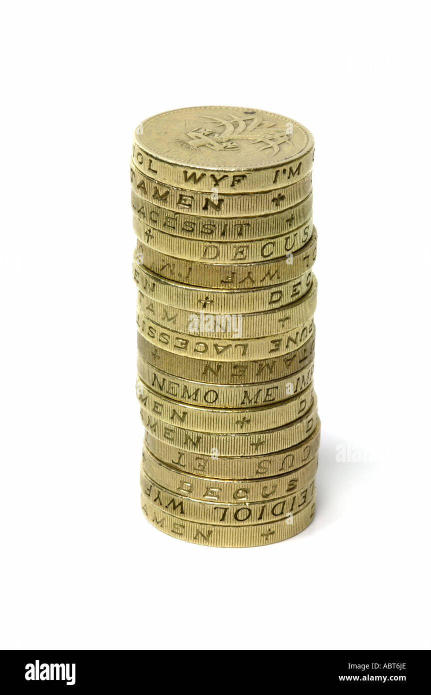 Stack of pound coins Stock Photo