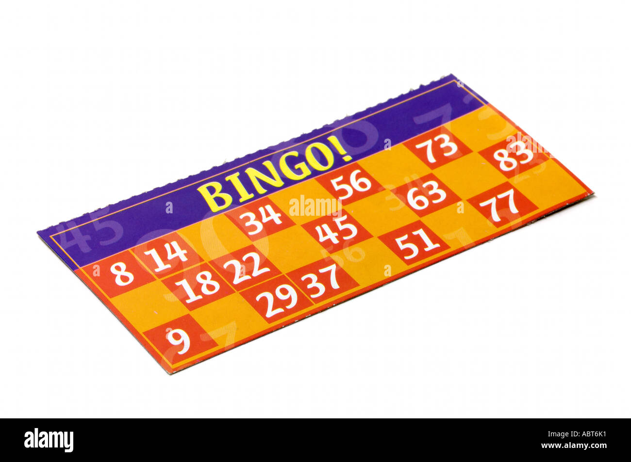 Bingo game card Stock Photo Alamy