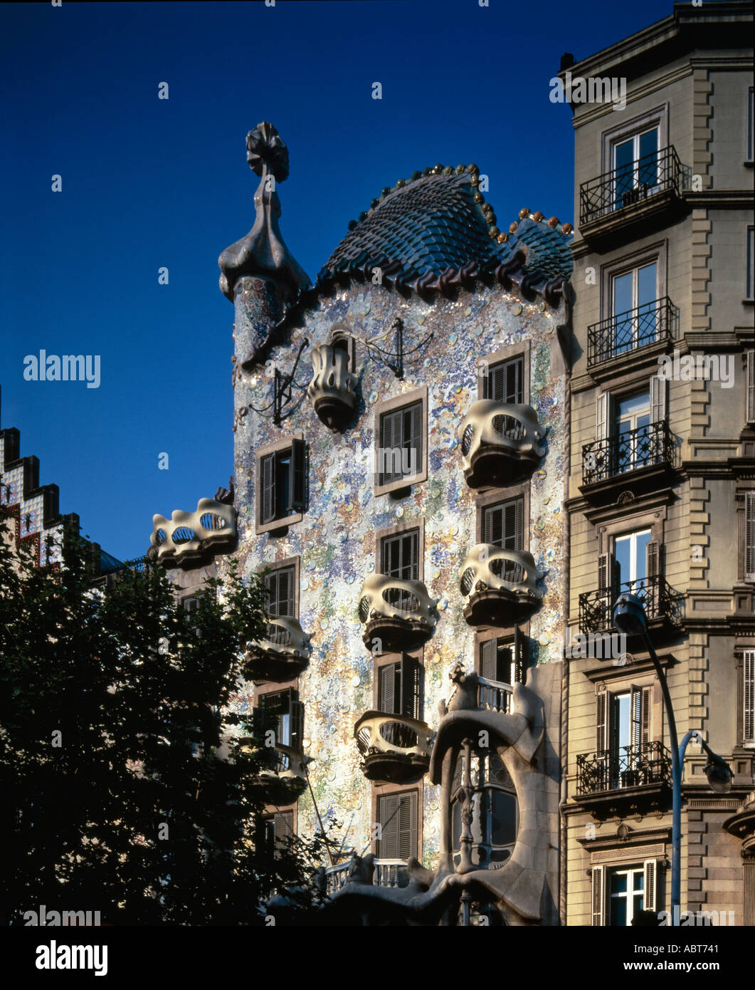 Casa Batllo, Barcelona, 1904-6. Facade. Architect: Antoni Gaudi Stock ...