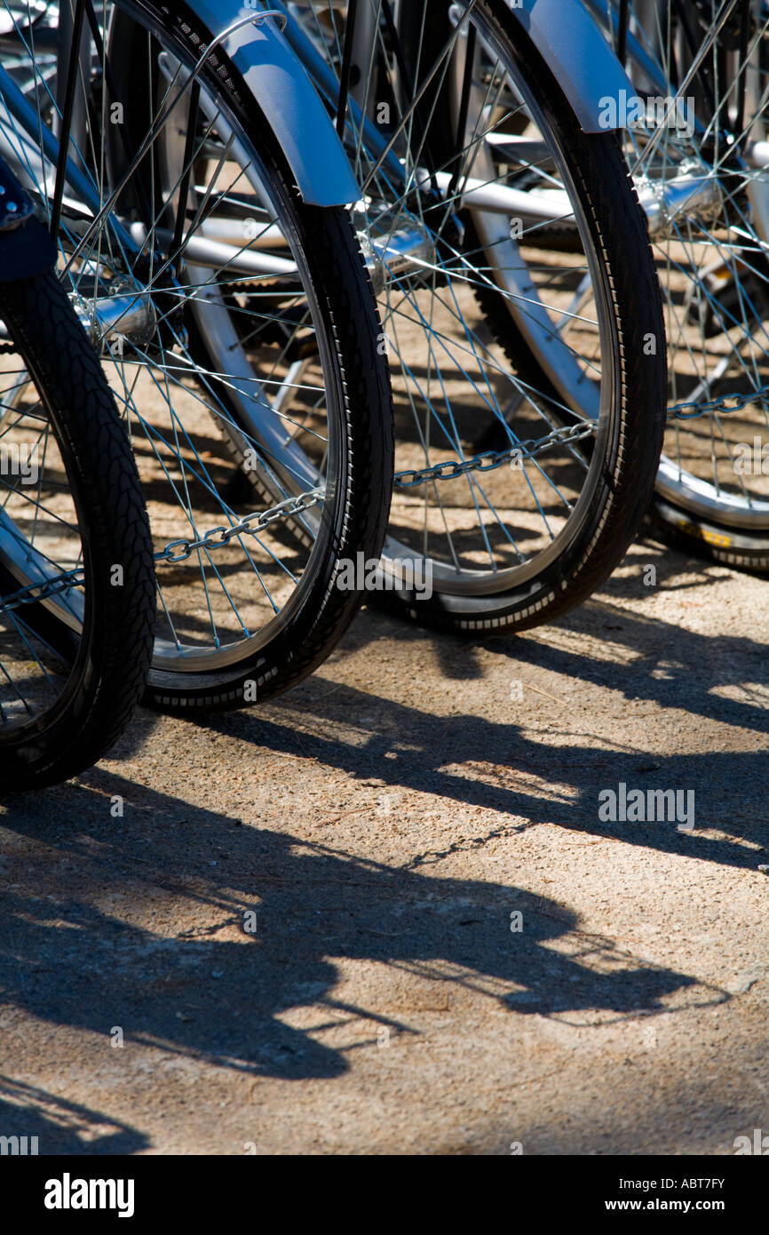 Bicycles grouped and parked Stock Photo