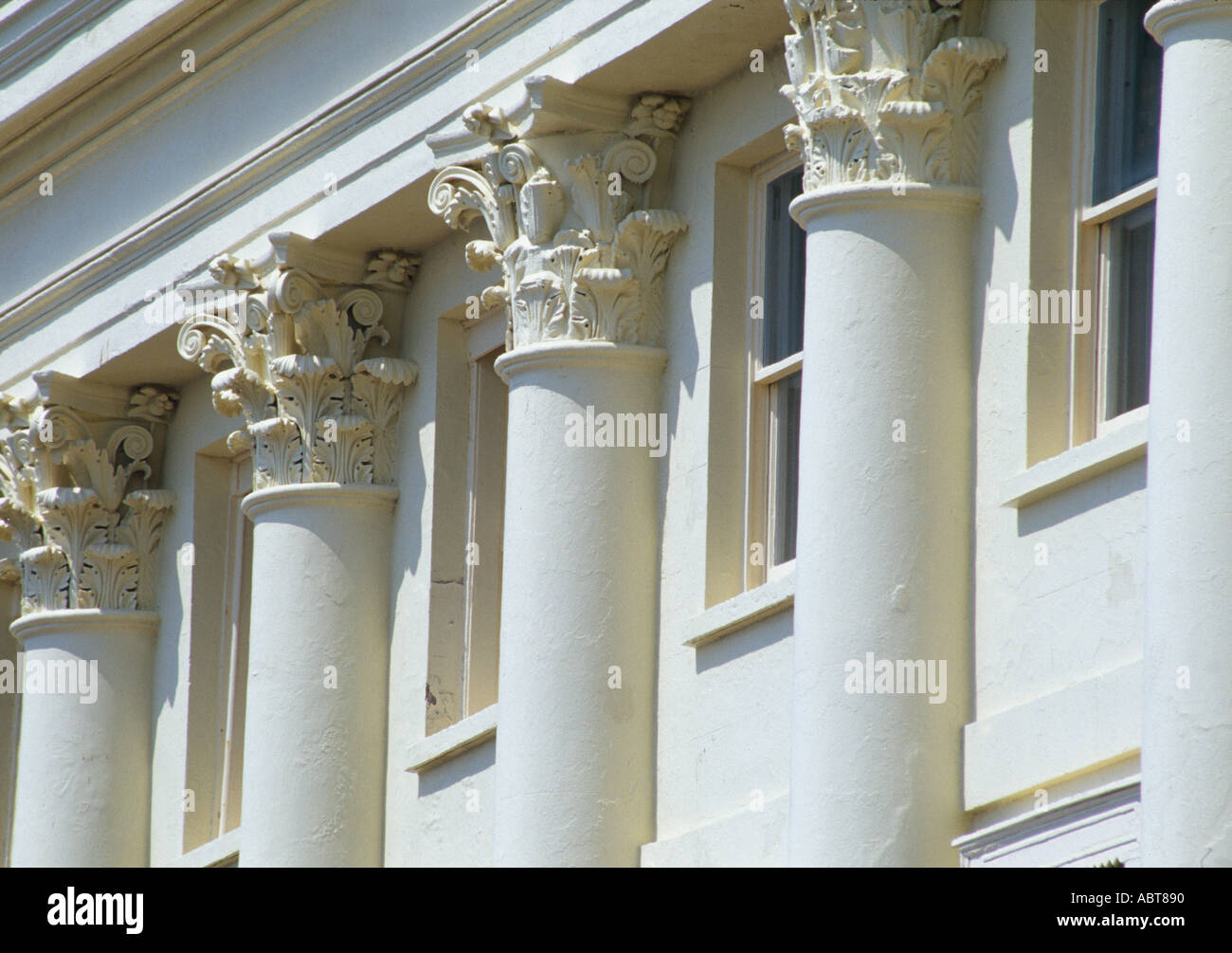 Traditional Architectural Details. Columns with corinthian capitals. Stock Photo