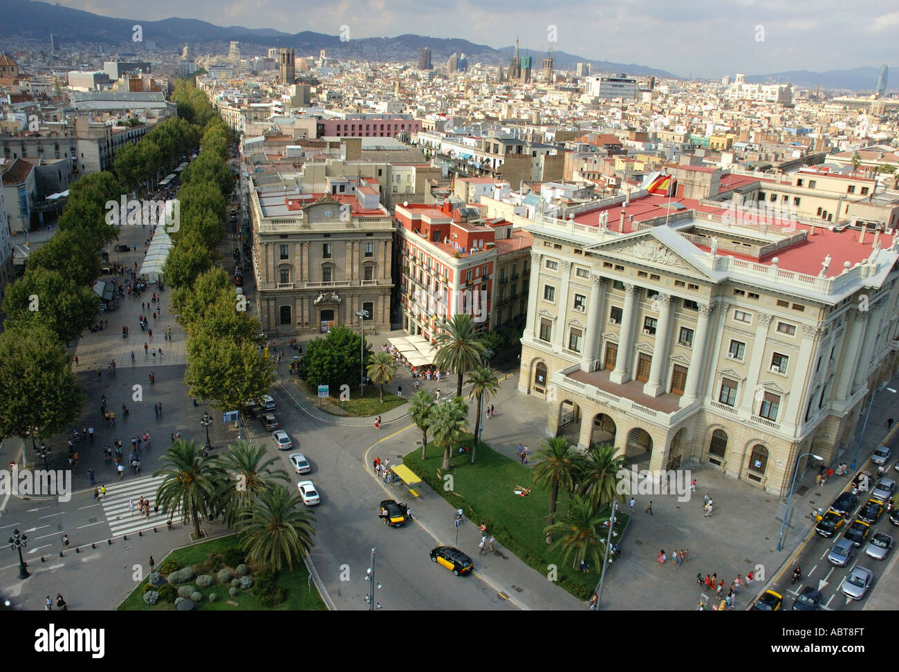 Panoramic view of Plaça del Portal de la Pau Barcelona Barça Barca Catalonia Catalunya Cataluña Costa Brava España Spain Europe Stock Photo