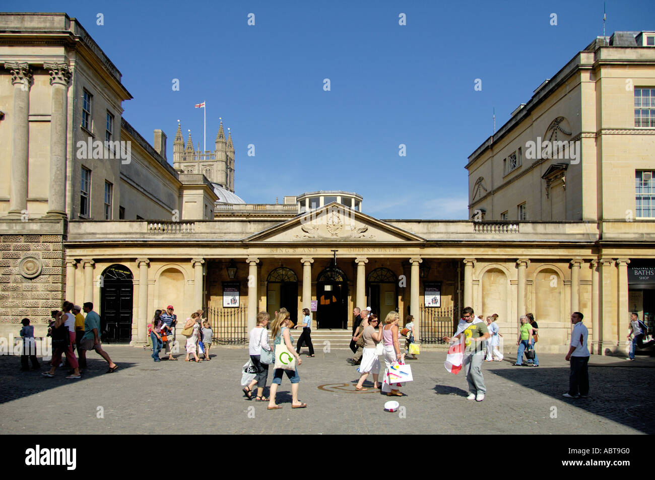 King and Queens bath entrance Roman Bath Spa Somerset England Stock