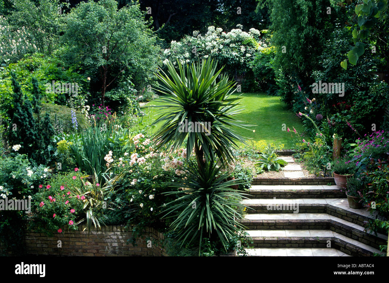 Small Garden on Two Levels Stock Photo Alamy