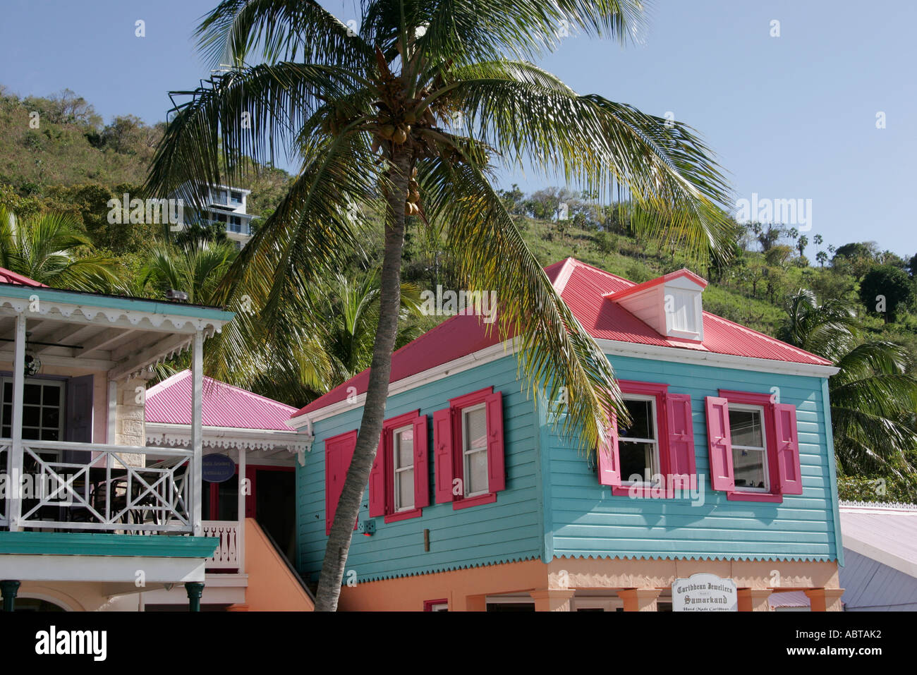 Tortola,British Virgin Islands,BVI,B.V.I.,West Indies,Caribbean Sea,water,Atlantic Ocean,water,UK territory,Leeward Islands,Lesser Antilles,Frenchman' Stock Photo