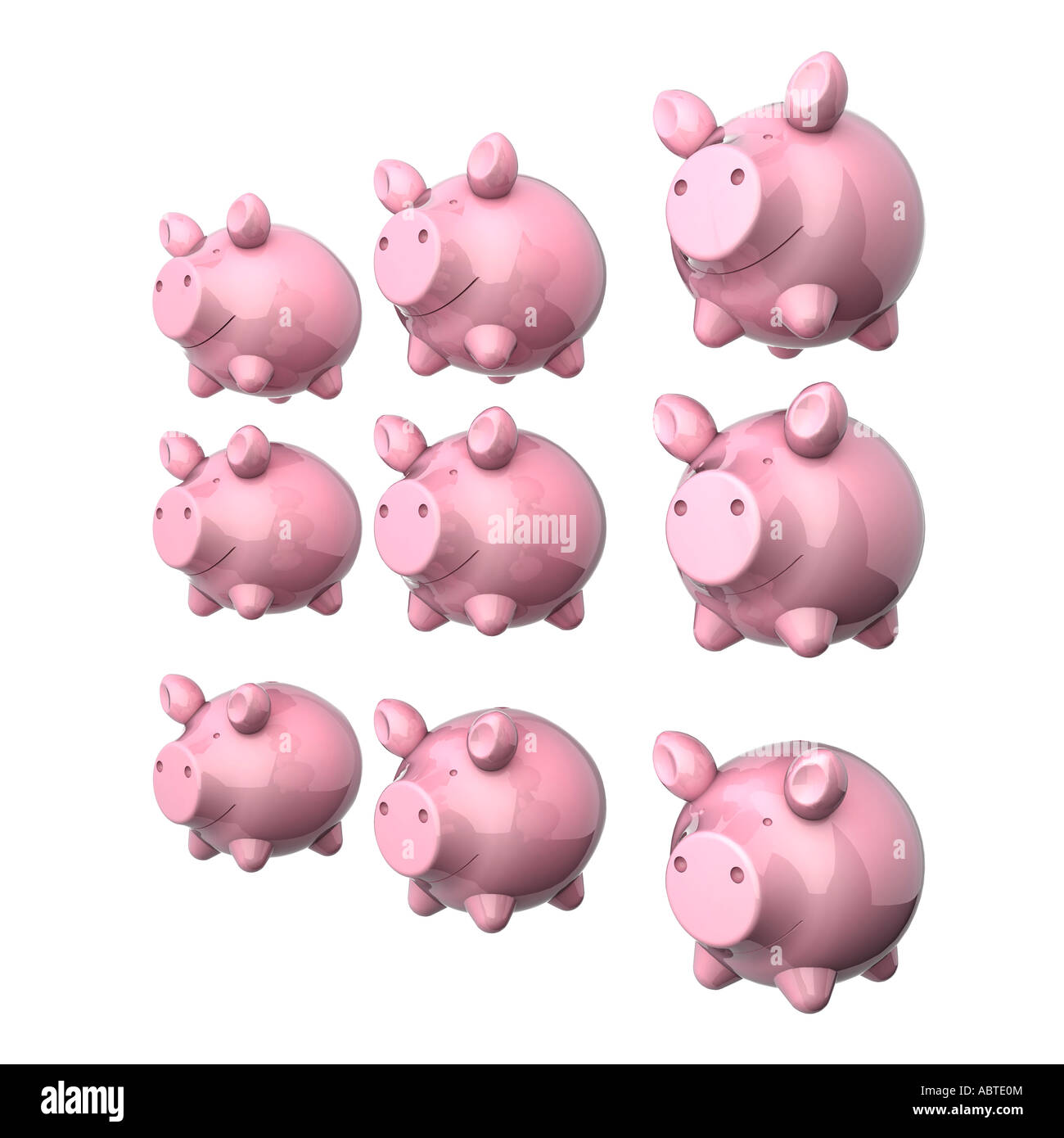 Arrangement of 9 piggy banks Stock Photo - Alamy