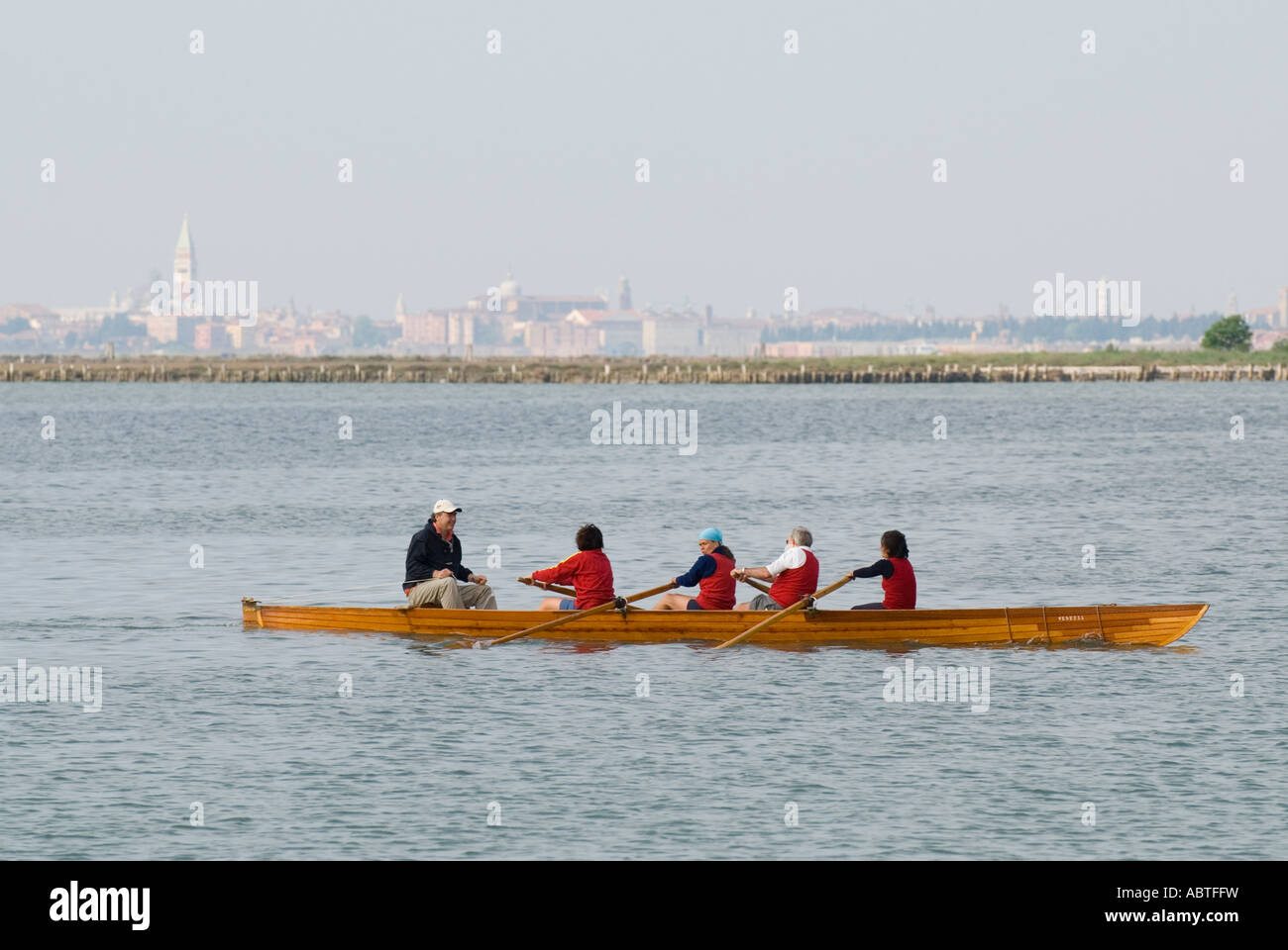 Traditional rowing race in Venice, Italy. Stock Photo
