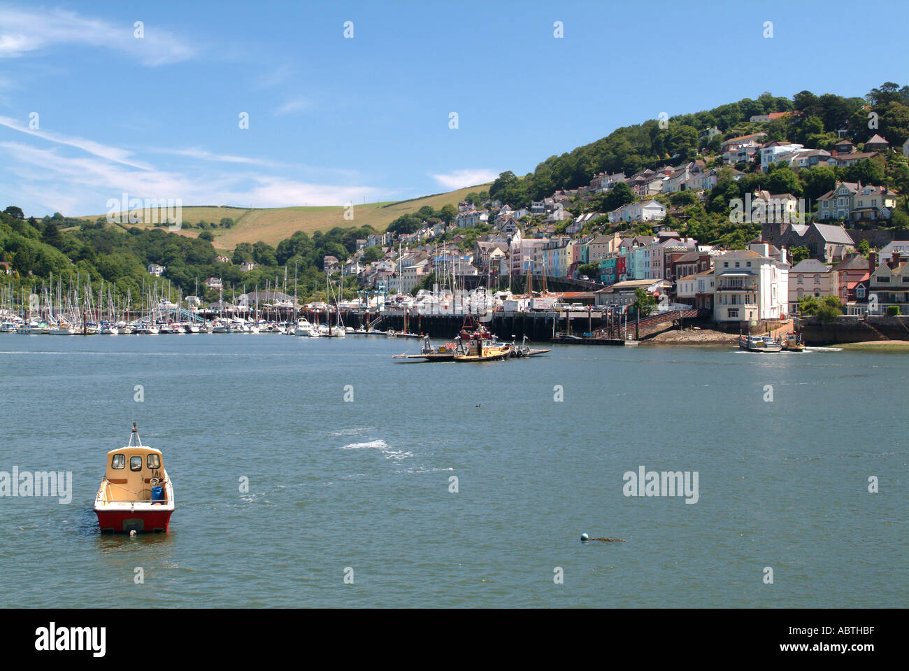 Kingswear Town Marina and Ferry Landing from Lower Ferry Dartmouth Stock Photo