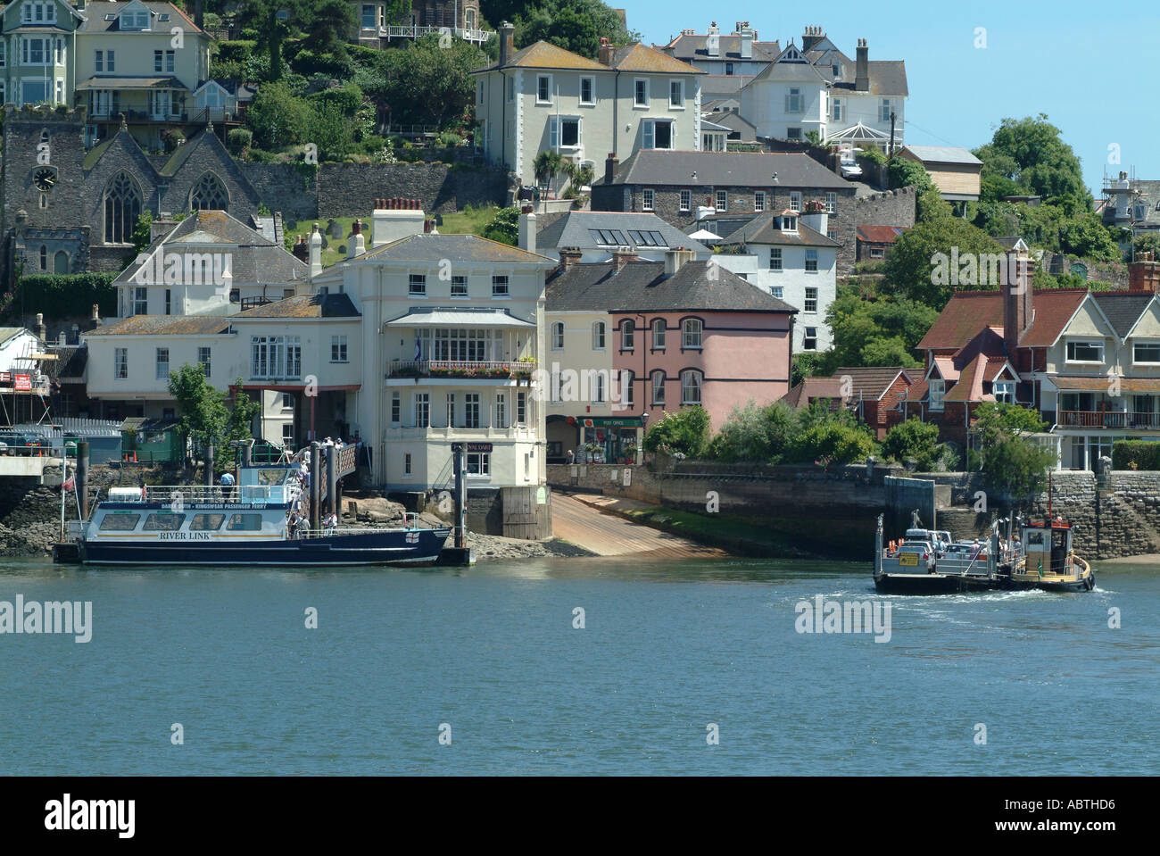 Lower and Kingswear Ferries on River Dart from Dartmouth Devon England United Kingdom UK Stock Photo