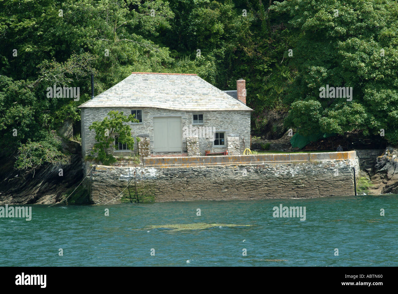 House with Unusual Roof near Polruan on River Fowey Cornwall England United Kingdom UK Stock Photo