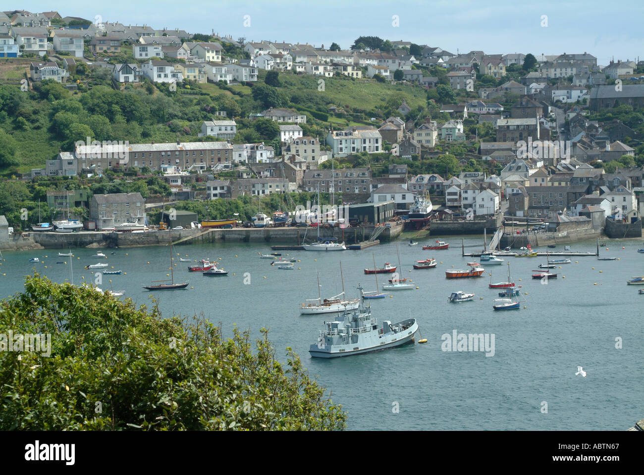 View of Polruan Town and River Fowey From Fowey Cornwall England United Kingdom UK Stock Photo