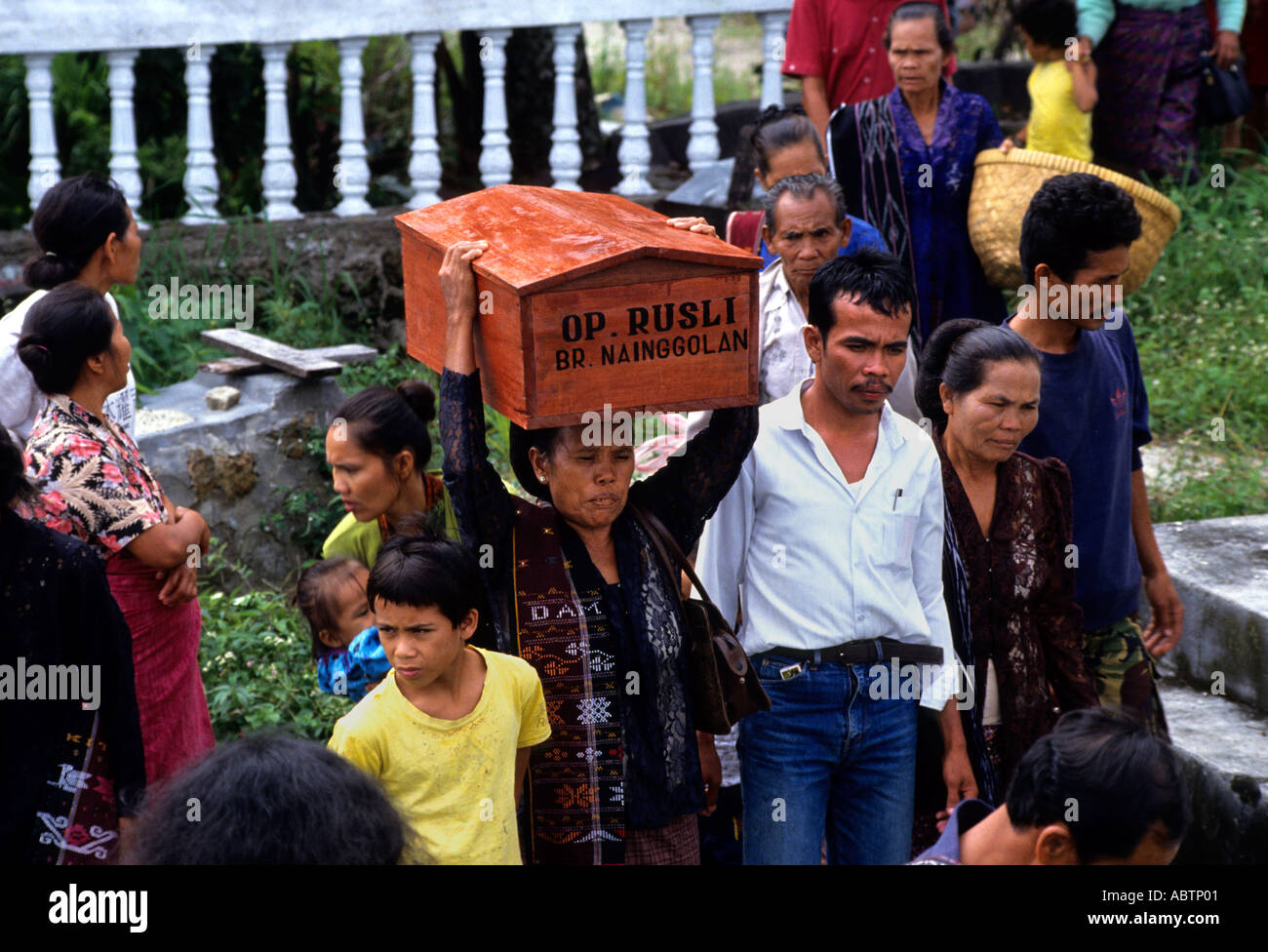 Samosir Toba Batak Indonesia Sumatra ceremony burial service gravestone tomb tombstone grave death procession funeral Stock Photo