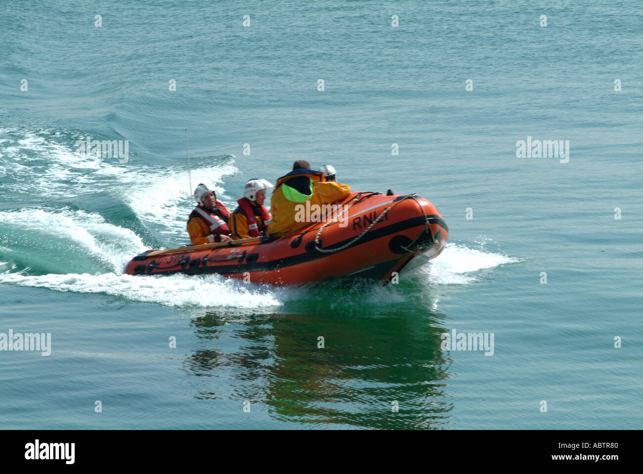 Inflatable D Class Lifeboat Returning to St Ives Harbour Cornwall England United Kingdom UK Stock Photo