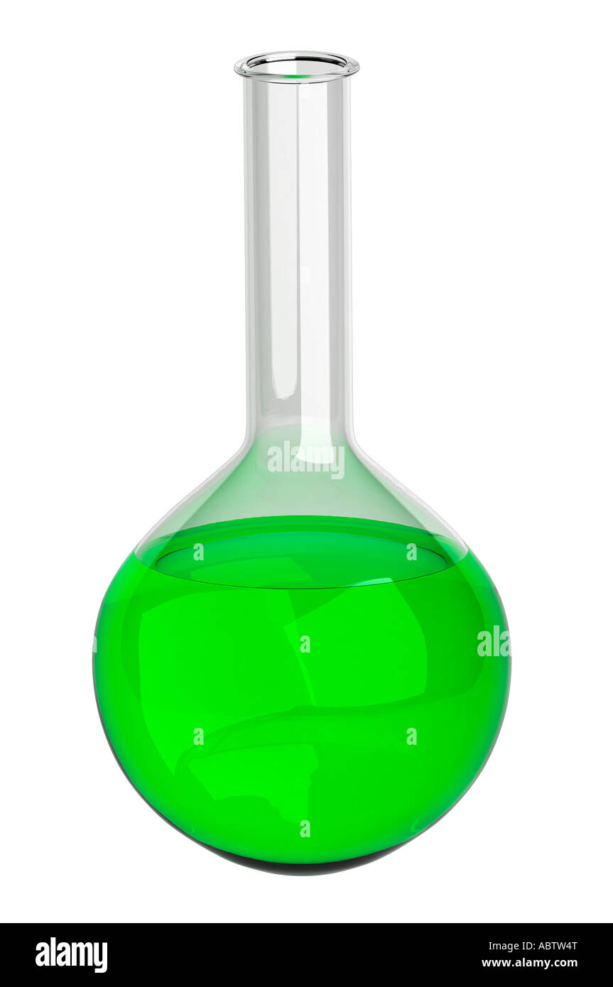 Florence flask with green chemical liquid Stock Photo - Alamy