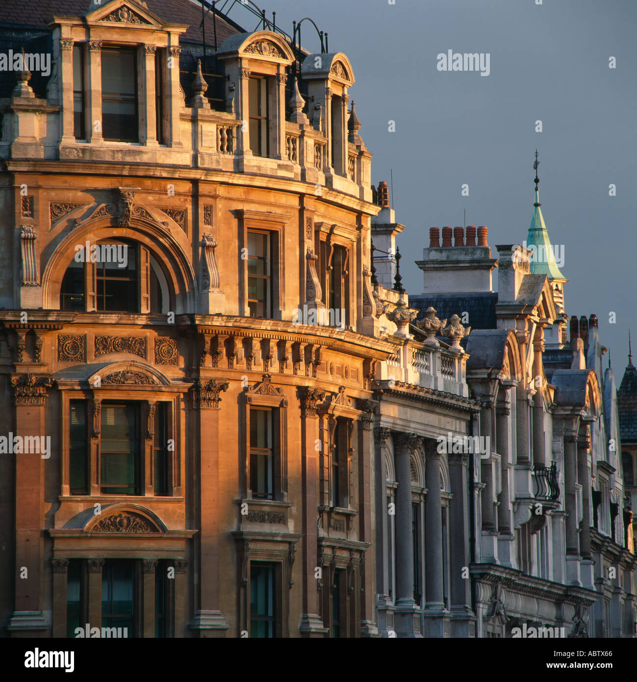 Buildings near Trafalgar Square at dusk Stock Photo Alamy