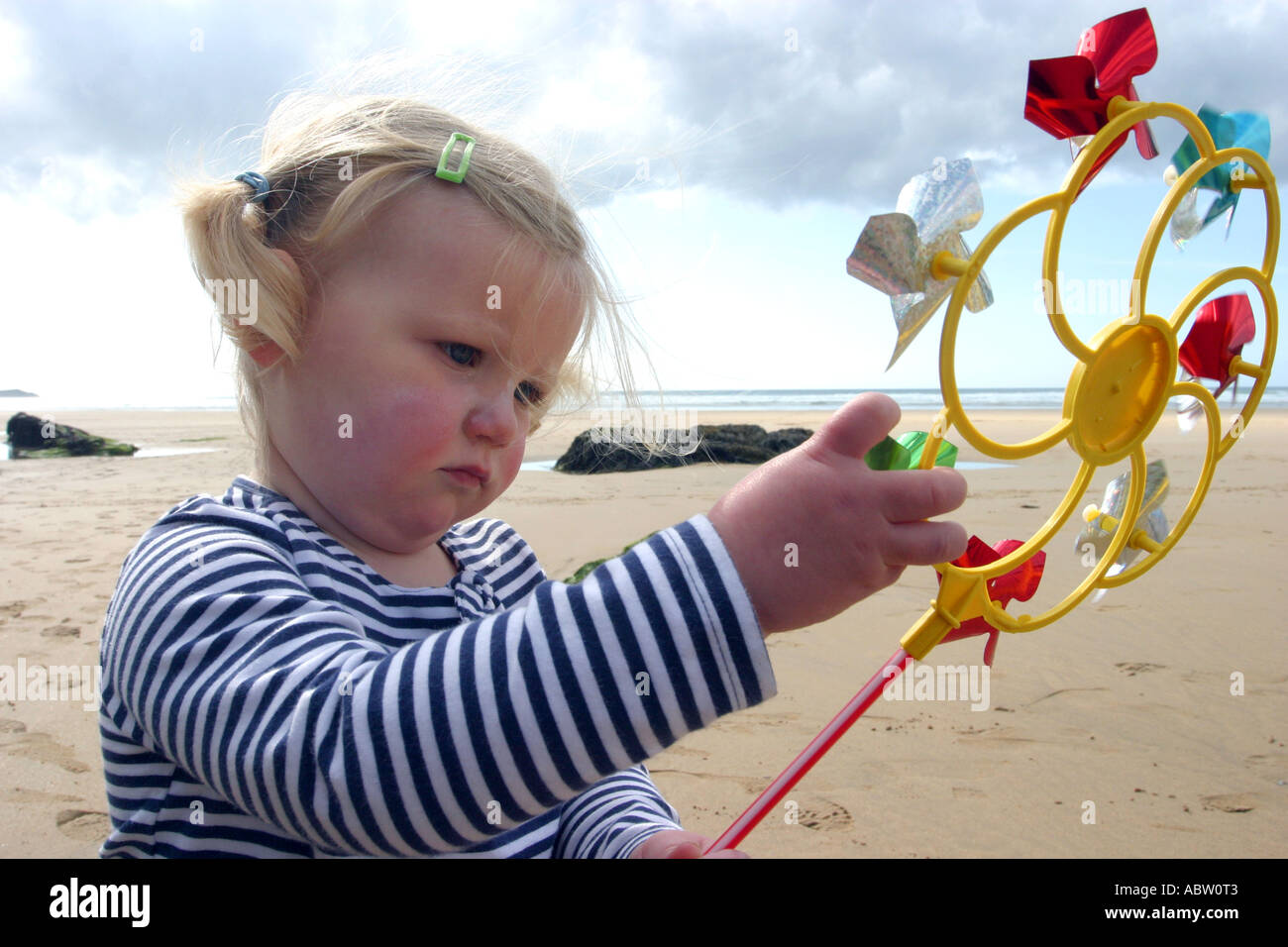 Toddler at Watergate Bay Stock Photo
