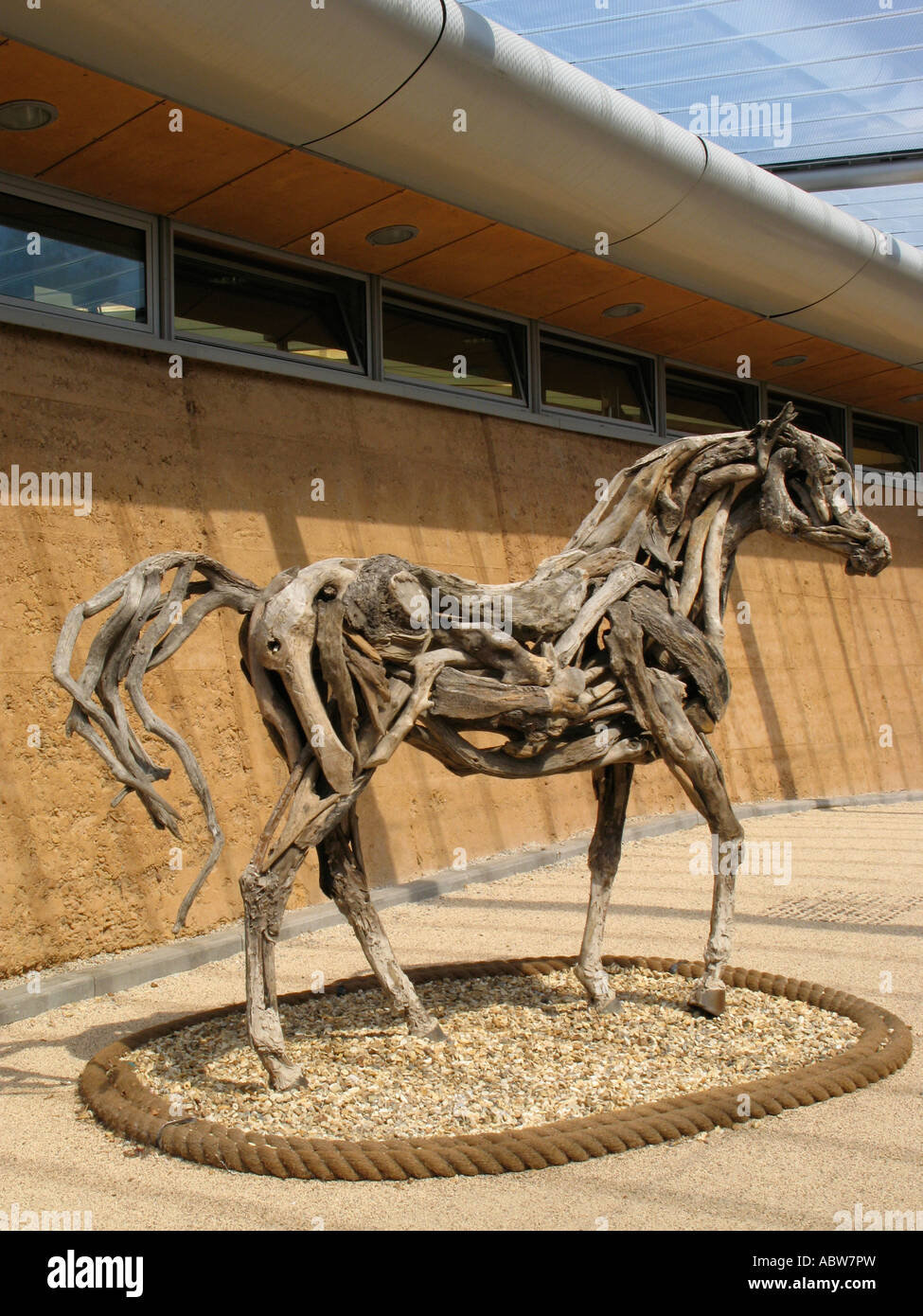 Horse sculpture made of wood at the entrance of The Eden Project