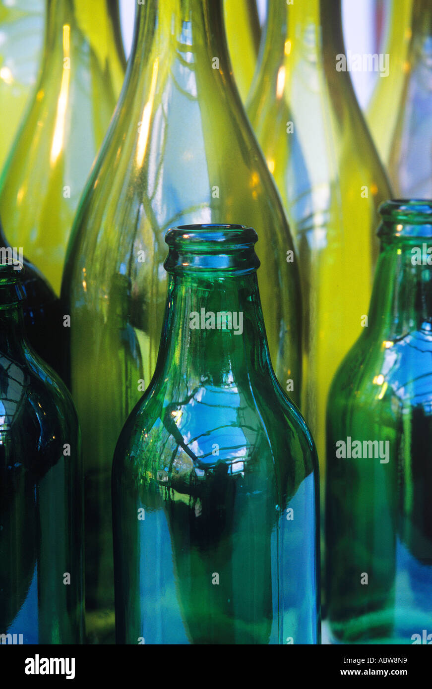 Recycled glass bottles Stock Photo Alamy