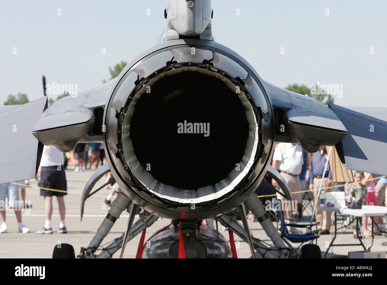 Rear view of F-16 jet fighter on the ground Stock Photo