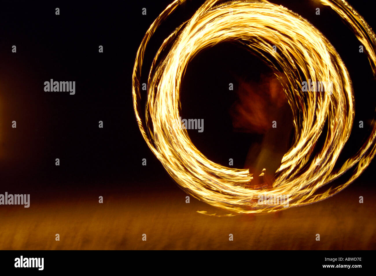 Man swinging fire chains on Pulau Weh beach Sumatra Stock Photo - Alamy