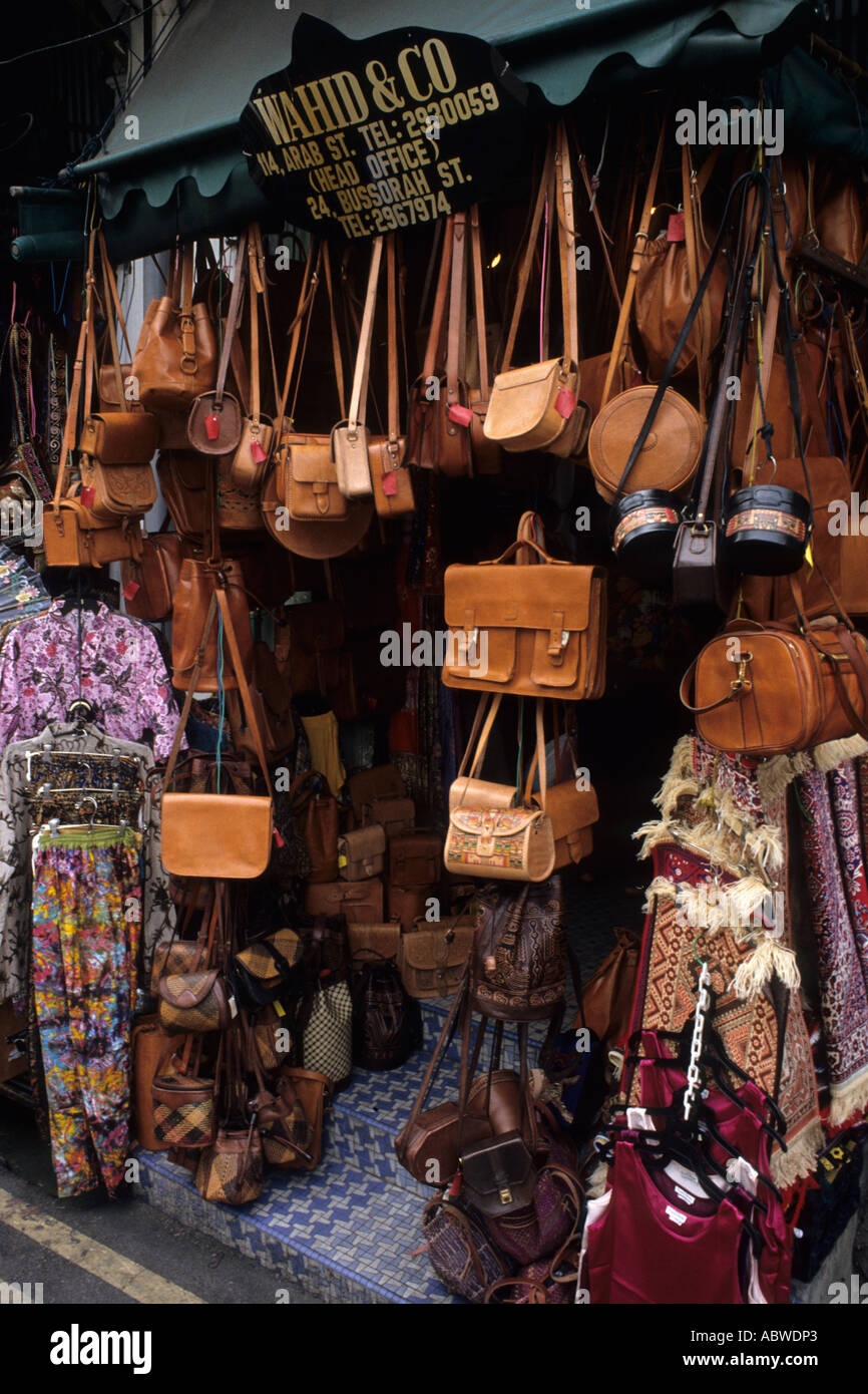 Leather goods on Arab Street in Singapore Stock Photo Alamy
