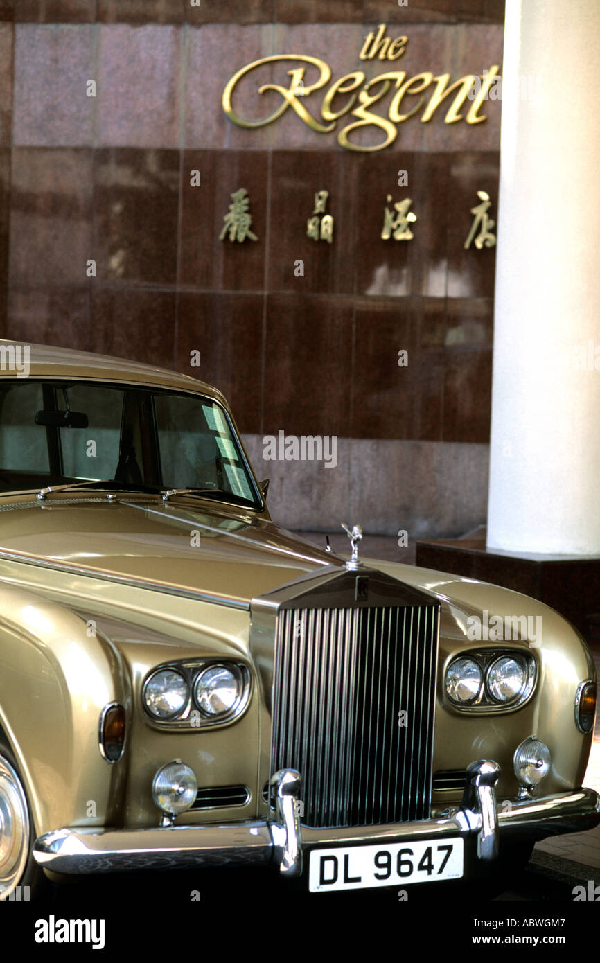 Famous Rolls Royce in front of the elegant Regent Hotel in Kowloon in
