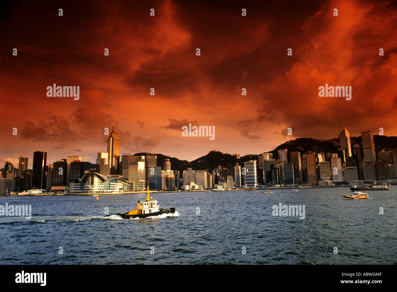 Sunset skyline of Hong Kong China Stock Photo - Alamy