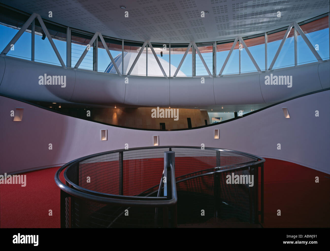 Peckham Library, London, 1999. Staircase landing. Architect Alsop and
