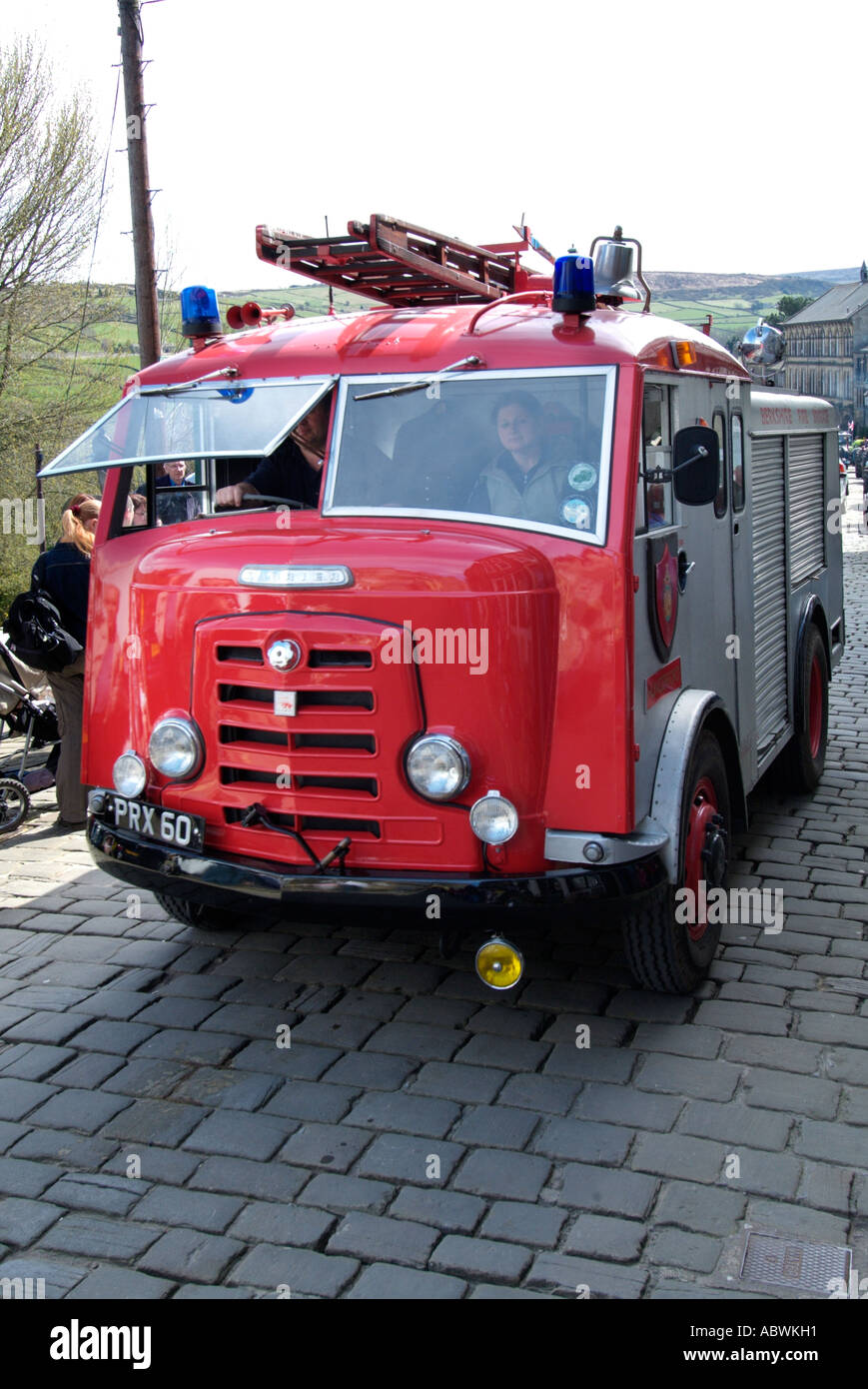 Antique vintage old retied obsolete redundant transport wagon lorry vehicle emergency rescue fire tender Stock Photo