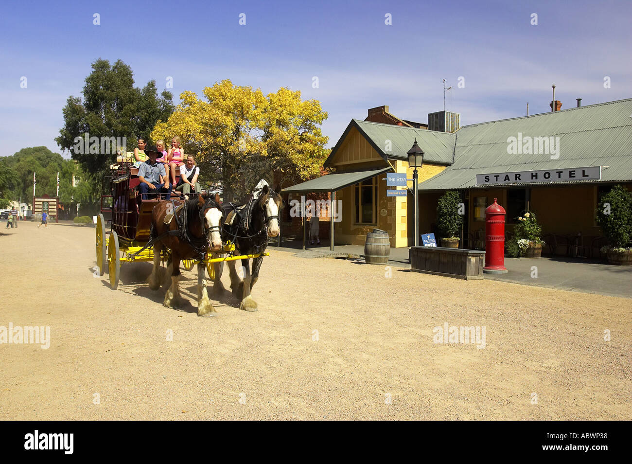 Coach and Horses and Historic Star Hotel Echuca Victoria Australia Stock Photo