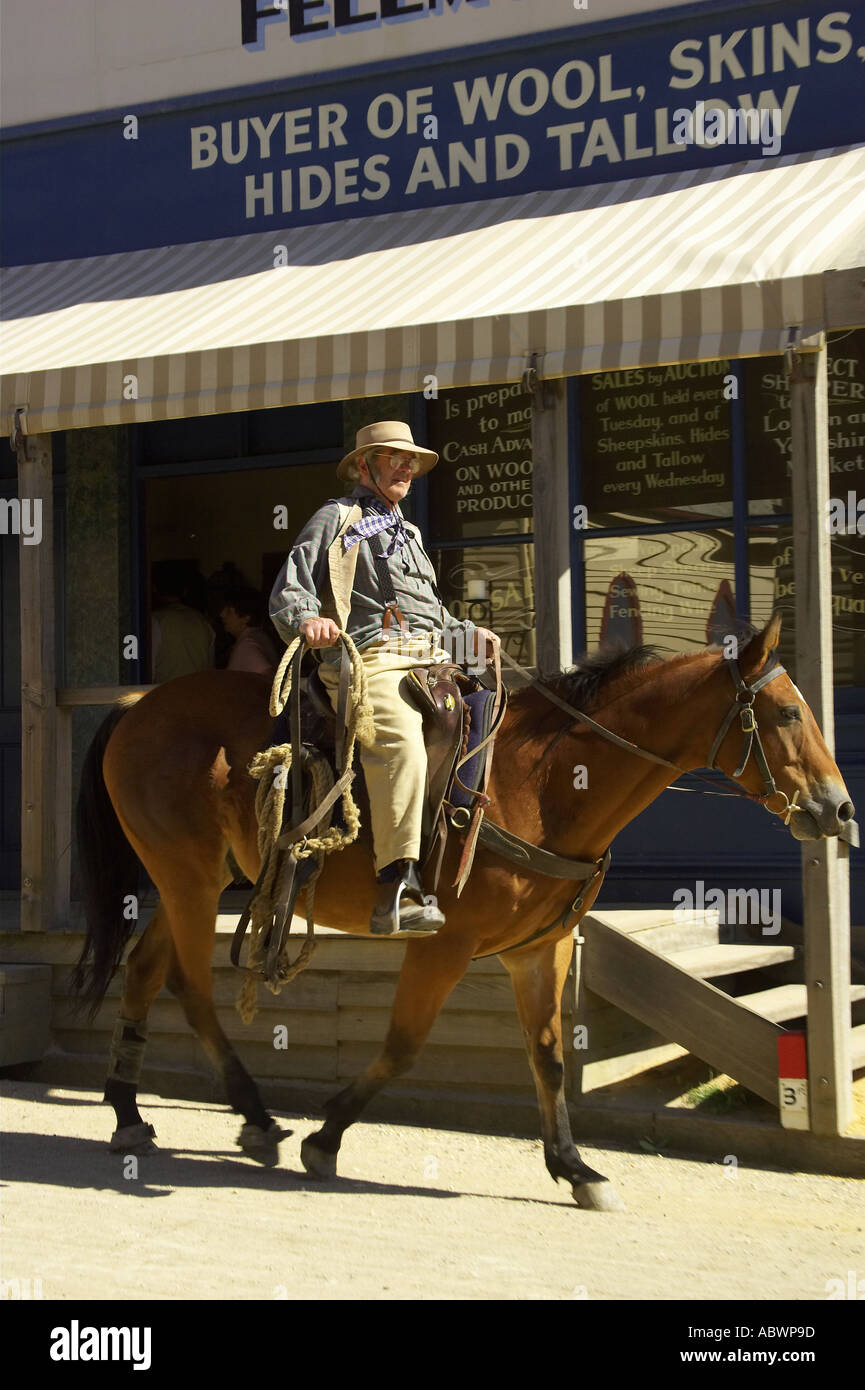 Cowboy on Horse Sovereign Hill Ballarat Victoria Australia Stock Photo Alamy