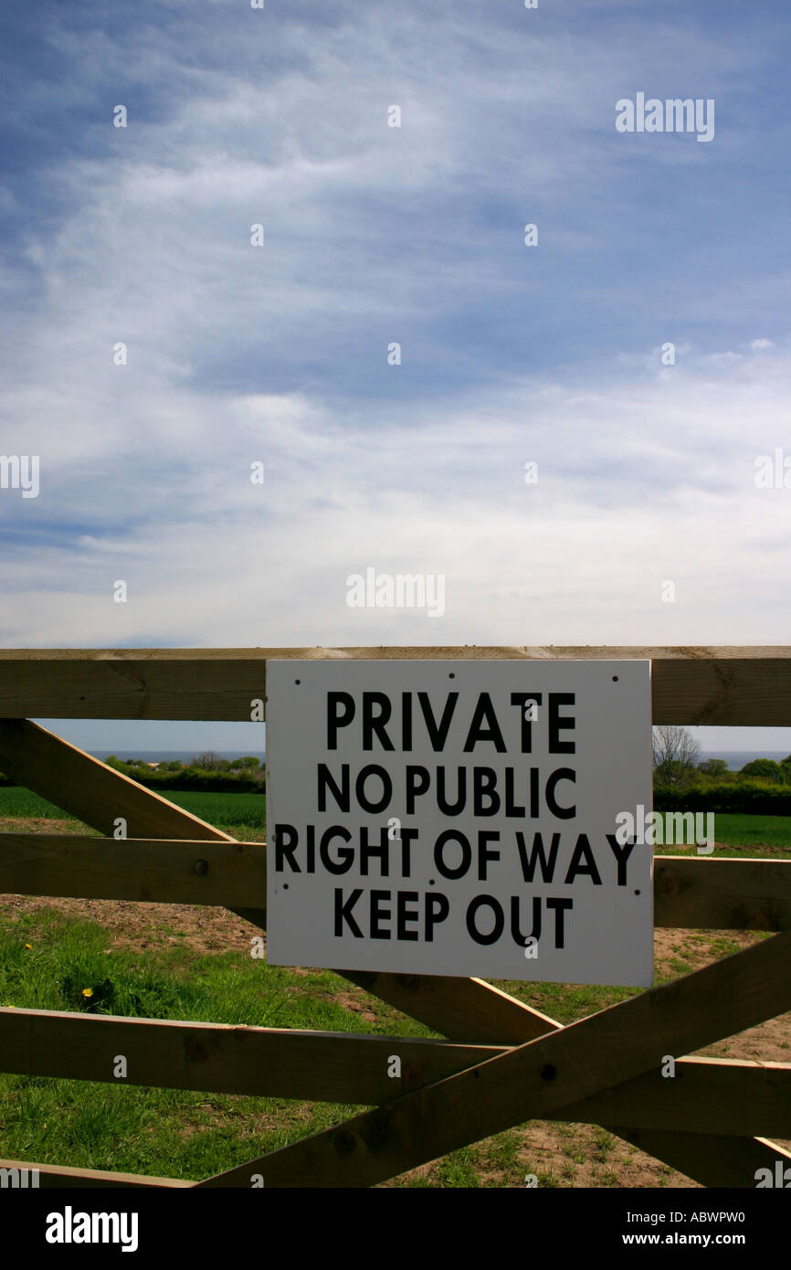 Private No public Right of Way Keep Out warning sign near longhoughton Northumberland United Kingdom Stock Photo