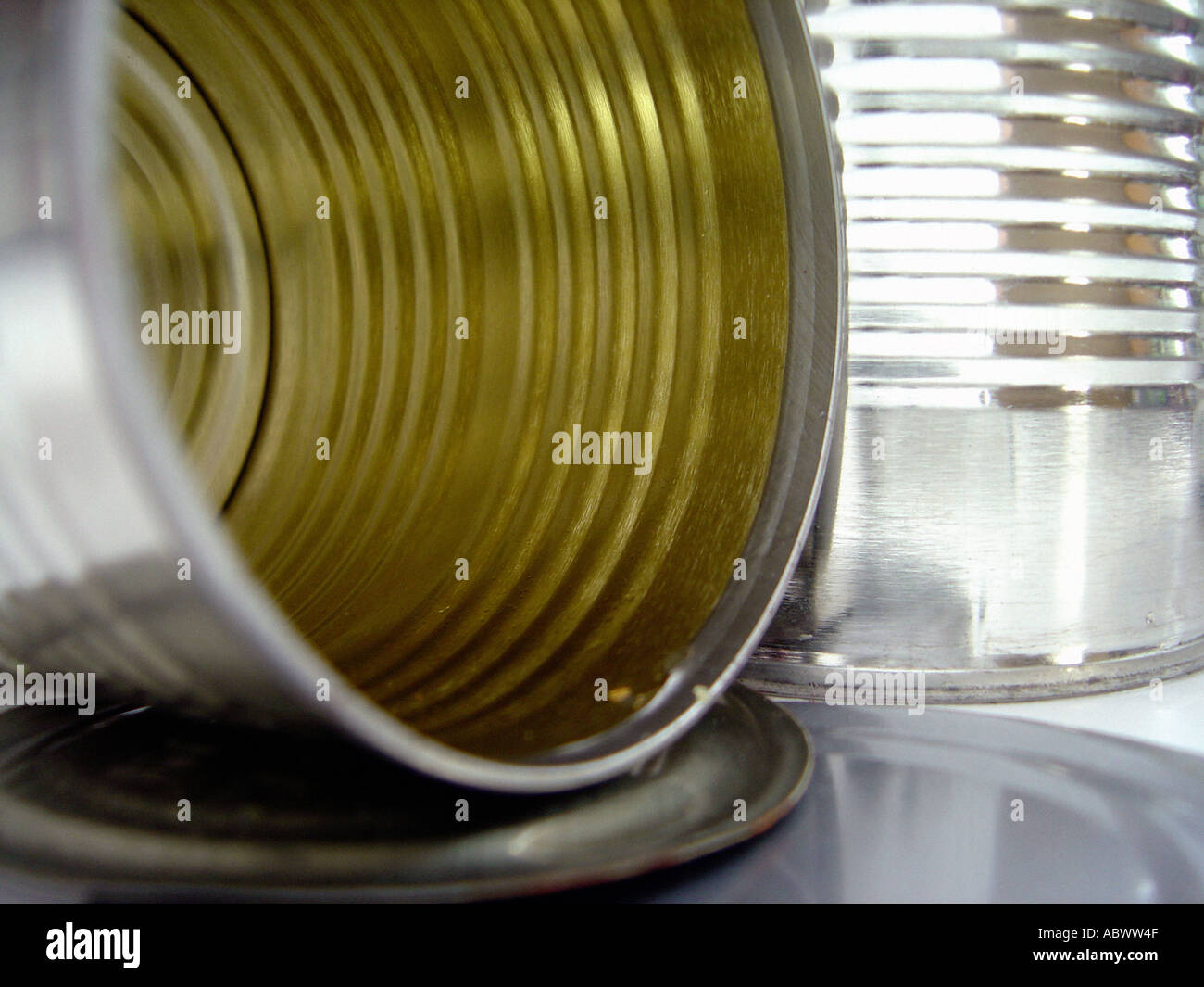 Still Life of Aluminum Aluminium Tin Cans Without Labels Ready For