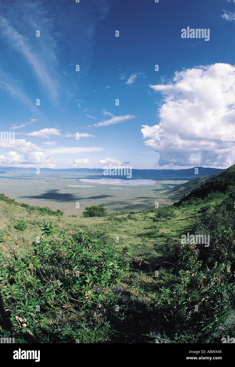 Ngorongoro crater seen from the southern rim of the crater Stock Photo