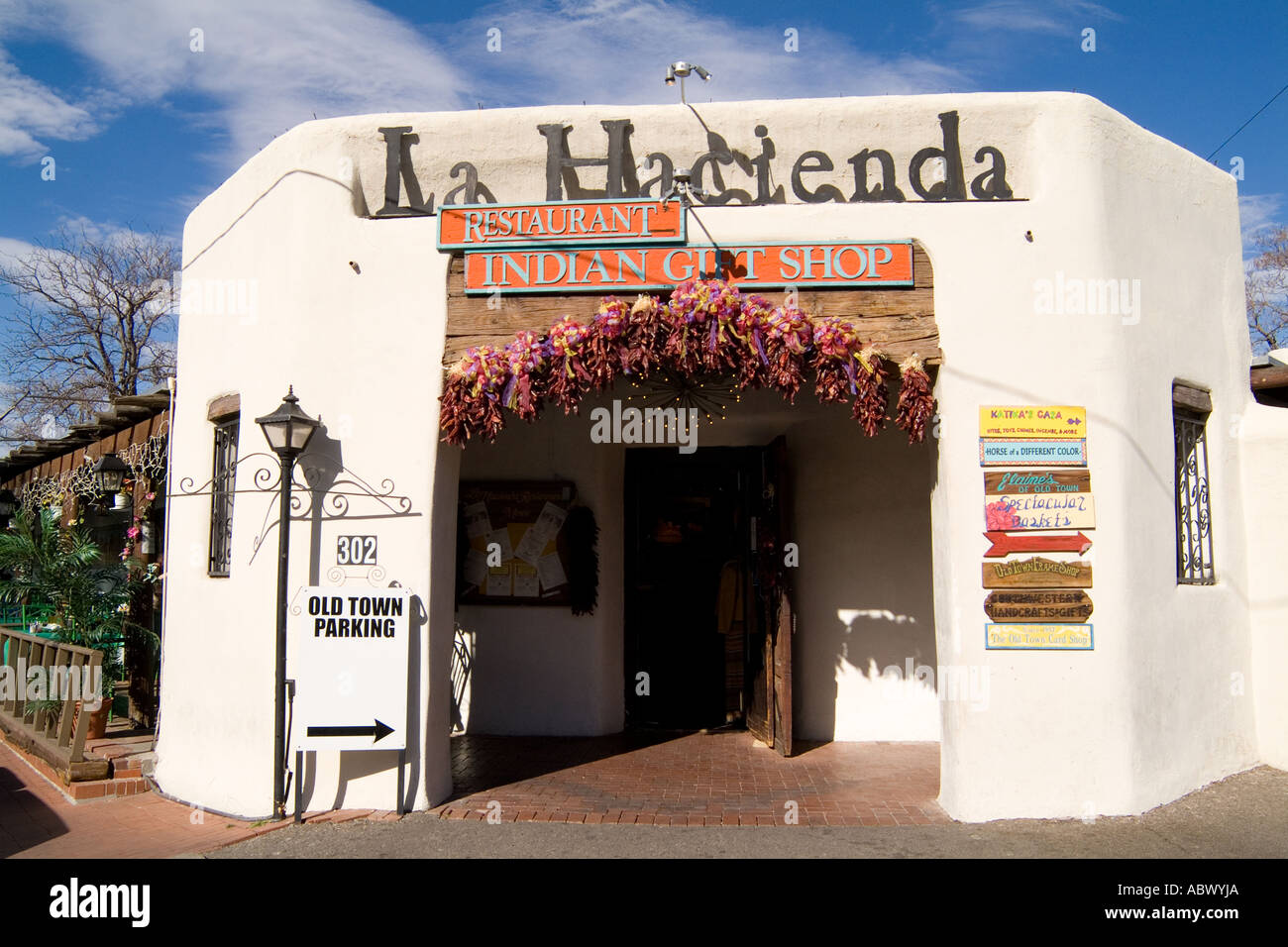 Famous Landmark of Old Town La Hacienda restaurant in Albuquerque New Mexico USA Stock Photo