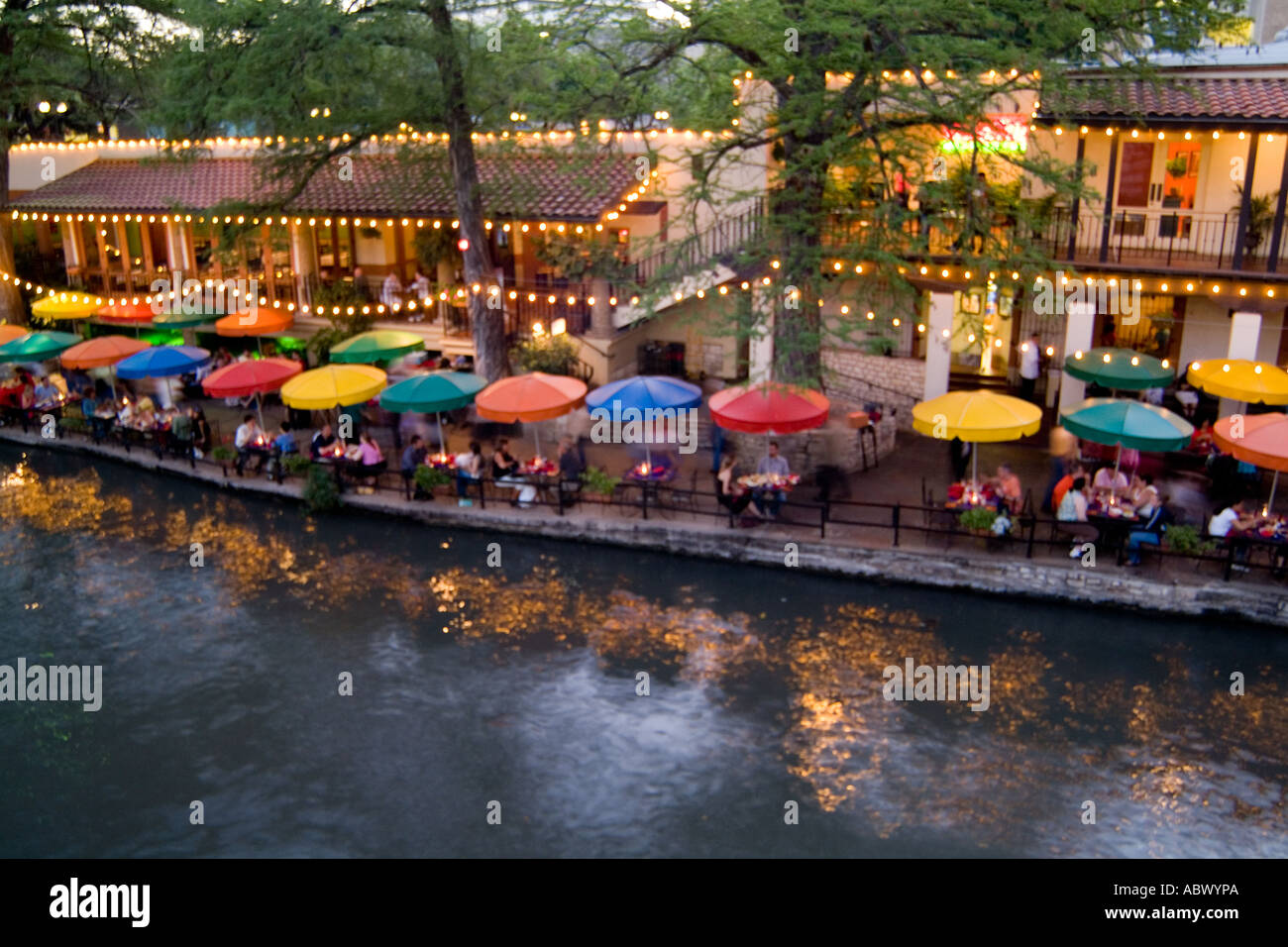 Famous River Walk restaurants and cafes of Casa Rio on water on holiday