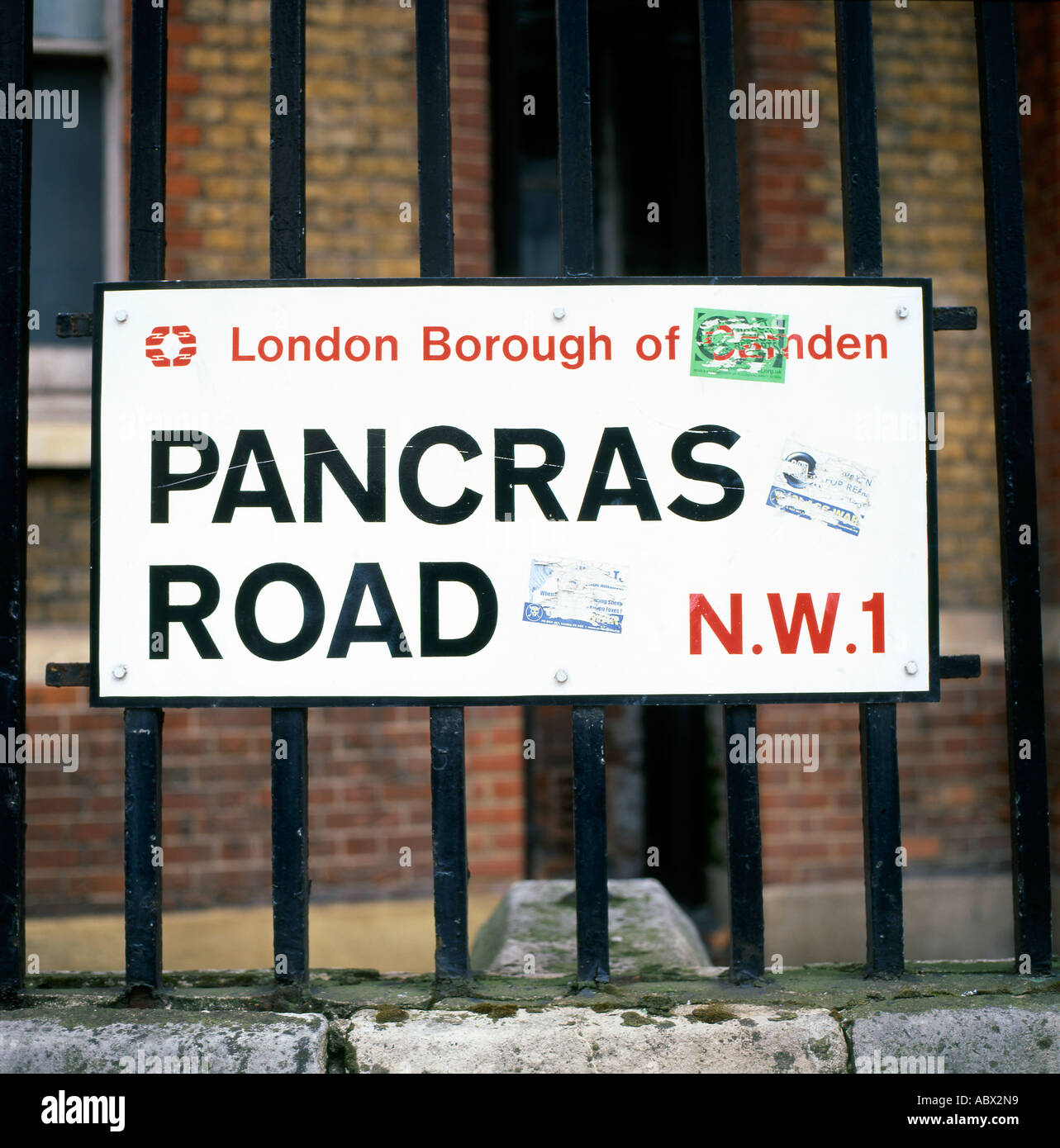 Pancras Road street sign London Borough of Camden UK Stock Photo