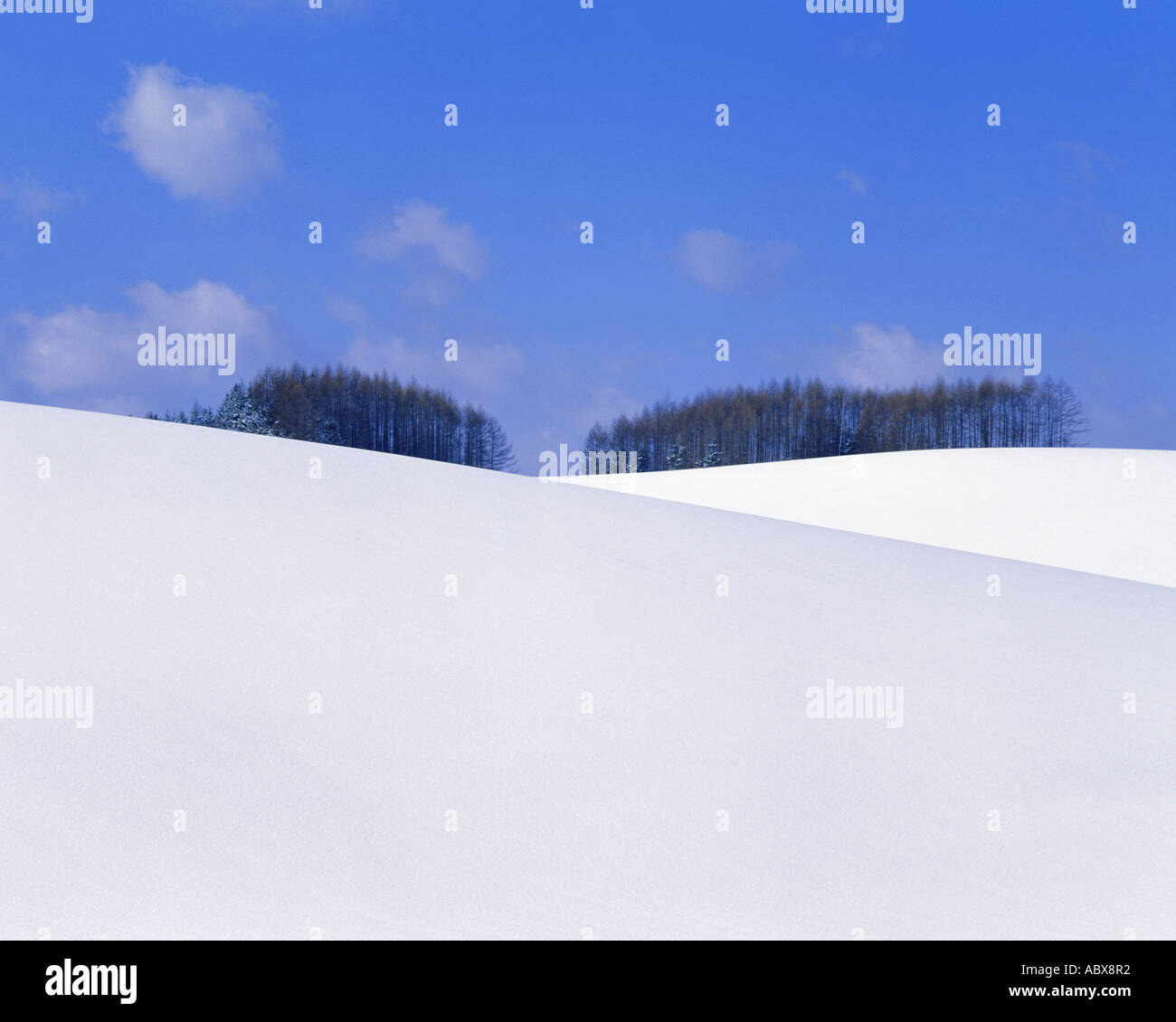 Snow mounds seen on a sunny day Stock Photo