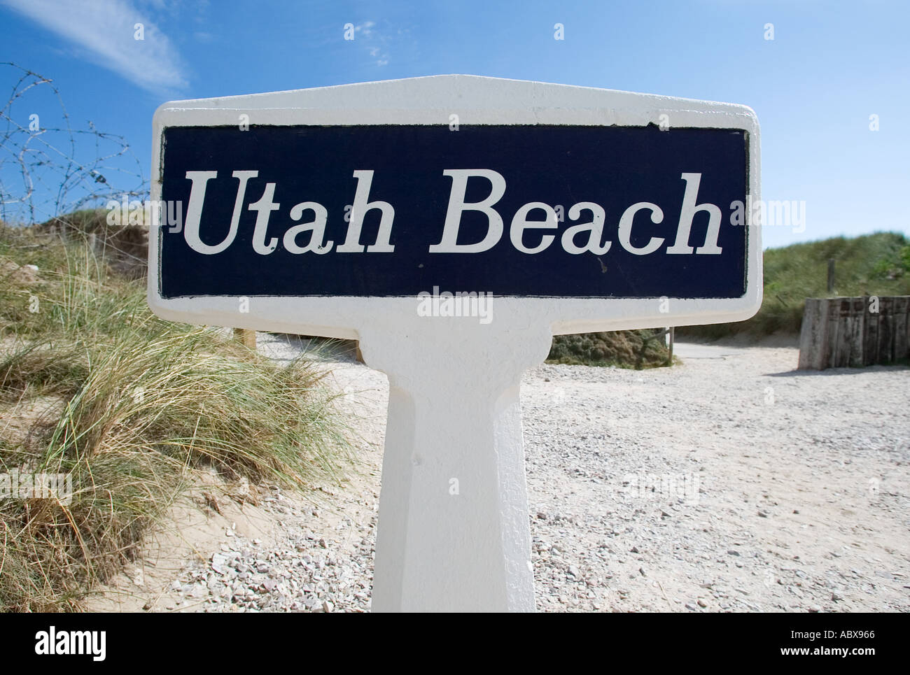 Sign at Utah Beach, Normandy, France Stock Photo