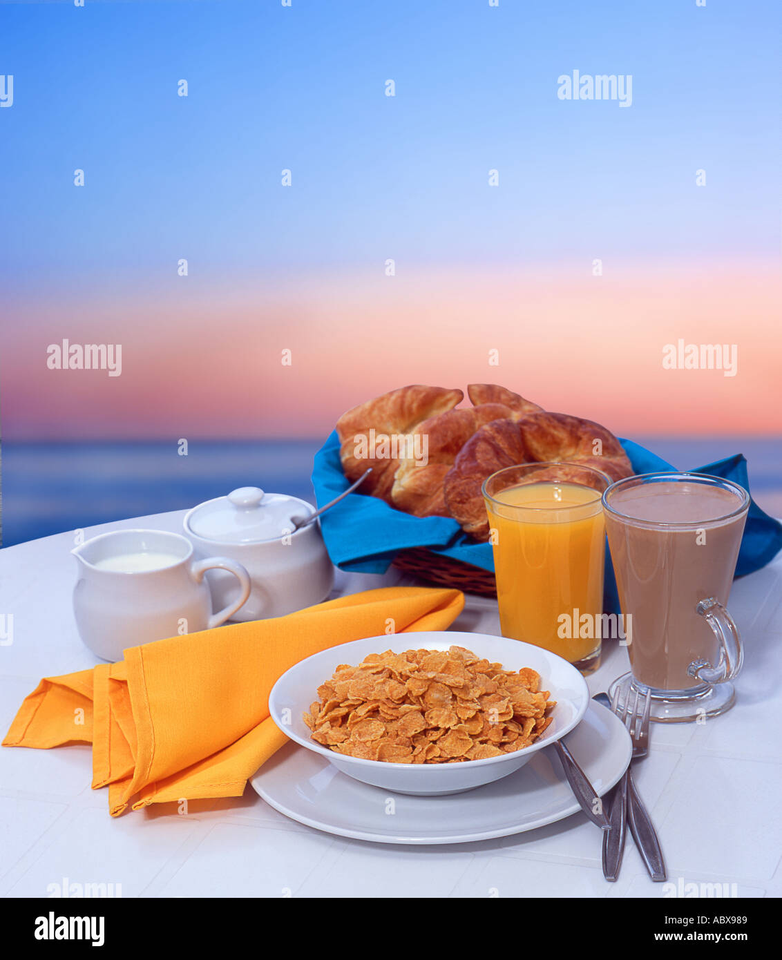 Seaside breakfast, Mediterranean, Spain Stock Photo