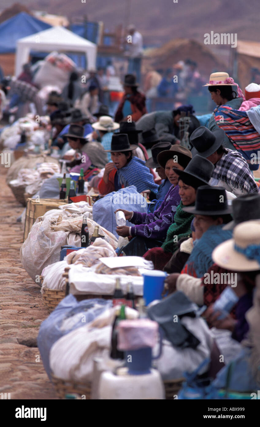 Vendors at Fiesta of San Bartolome also known as Fiesta de Chutillos La Puerta Potosi Bolivia South America Stock Photo